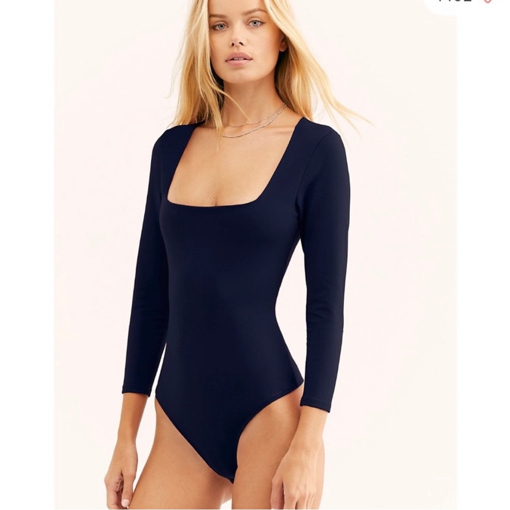 Free People Black Bodysuit Quarter Sleeves Women’s XS
